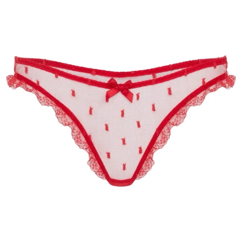 NWT AGENT PROVOCATEUR Madelina Red Lace Sheer Thong in AP Size 4 (US 8) - Picture 2 of 13